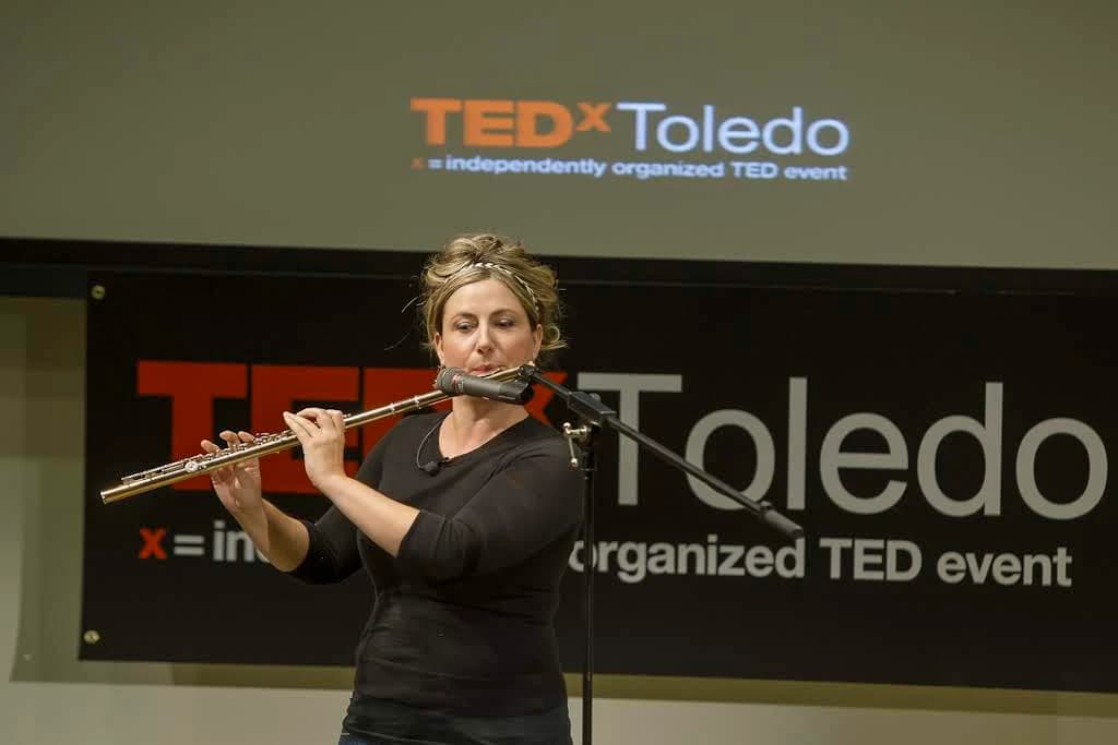 A flute performance on the TEDxToledo stage in 2012